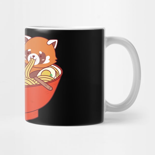 Red Fox In Japanese Ramen Noodles Gift Print Kawaii Anime Print by Linco